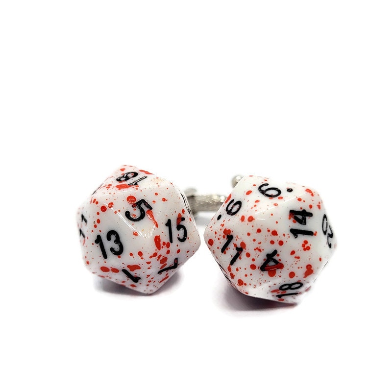 D20 Cuff Links Bloody Swirl Spooky Wedding Cuff links Groomsmen Gifts Geeky Geekery Offbeat Wedding Bridal Party Gamer Wedding Fathers Day