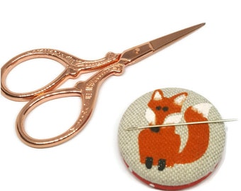 Fox Needle Minder-Reversible Needleminder-Magnetic-Cross Stitch-Embroidery-Quilting-Sewing-Needlepoint-Polka Dots-Animal Supply-Woodland