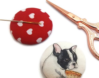 French Bulldog Needle Minder Reversible Frenchie Needleminder Magnetic Dog Cross Stitch Embroidery Needlepoint Handmade Supply Pet Parent