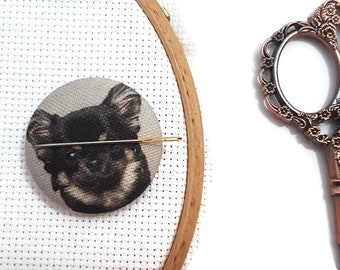 Chihuahua Needle Minder Reversible Needleminder Magnetic Cross Stitch Embroidery Sewing Needlepoint Dog Needle Minder Handmade Supply Animal