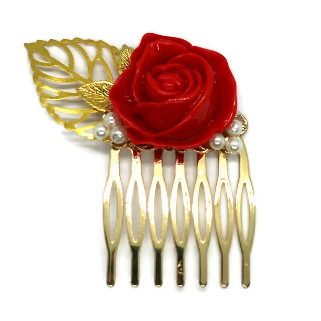 Pettine Per Capelli Da Sposa Con Cristalli E Perle Simulate – DIY Floreale, Colore Argento, 11.5x9 Cm - 2