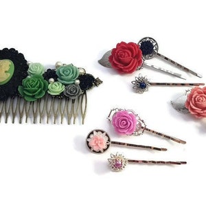 Blue Rose Comb-Wedding Fascinator-Fashion Hair Comb-Floral Accessory-Bridesmaid Hair-Wedding Accessory-Flower Hair Comb-Wedding Bobby Pins image 9