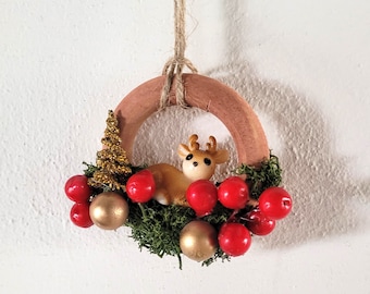 Deer Ornament Fawn Decor Woodland Christmas Cottage Core Berries Mushrooms Animal Forest Rustic Chic Cute Ornament Gifts Under 10