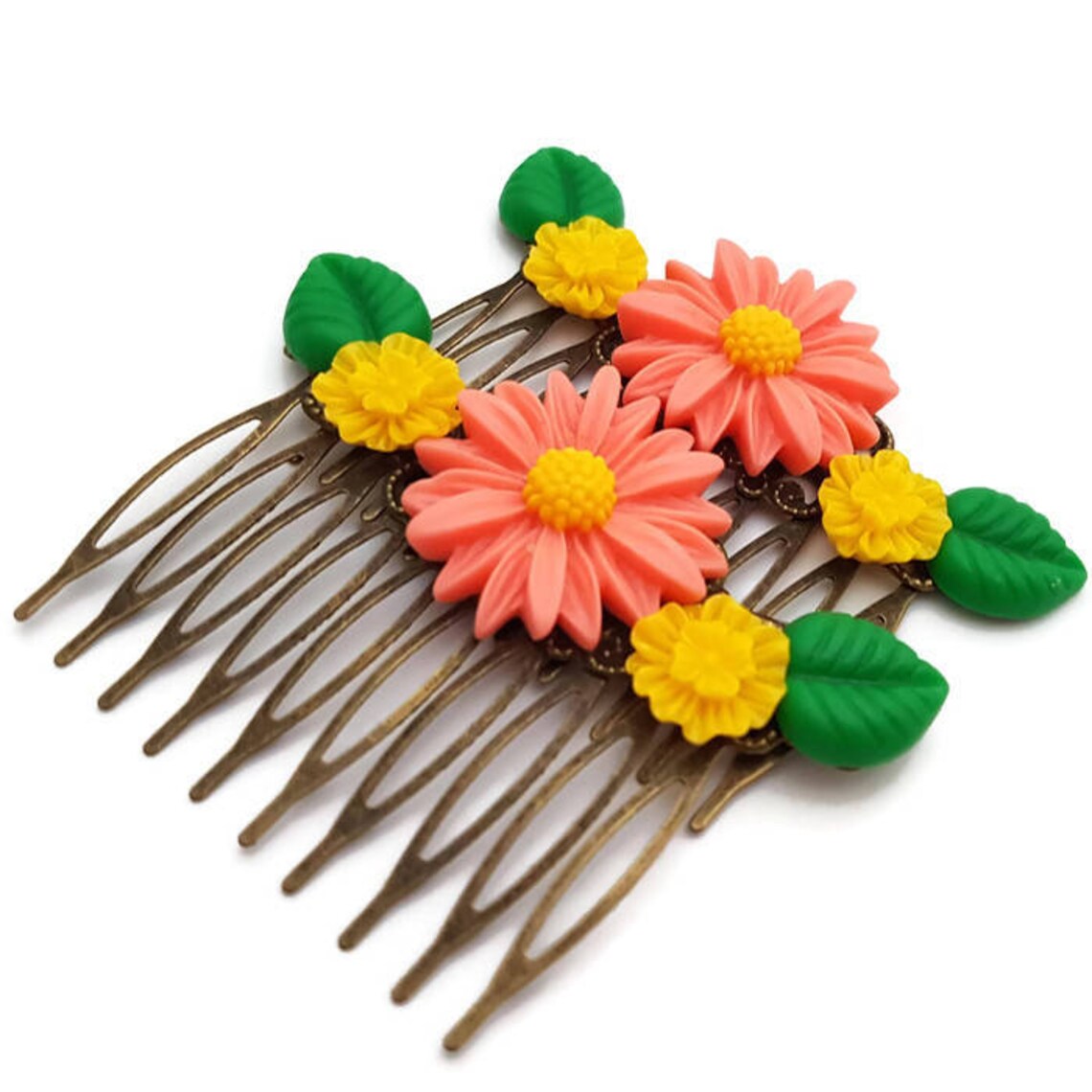 Daisy Hair Combsbright Hair Combsset of 2wedding Hair Etsy