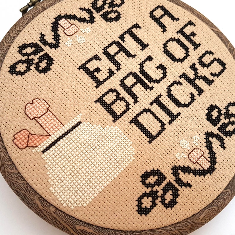 PDF Cross Stitch Pattern Eat a Bag of Dicks Penis Art Gag Gift DIY Gifts for Guys Man cave Decor Genital Art Body Humor Cross stitch Men image 3