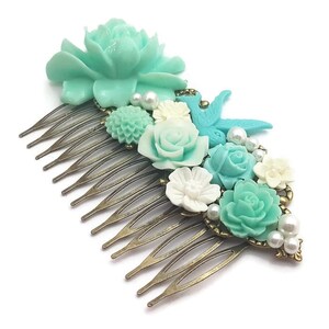 Blue Rose Comb-Wedding Fascinator-Fashion Hair Comb-Floral Accessory-Bridesmaid Hair-Wedding Accessory-Flower Hair Comb-Wedding Bobby Pins image 3