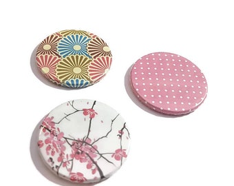 Fridge Magnets Set refrigerator magnet kitchen magnets office round magnets washi paper magnets set of 3 handmade magnets origami paper