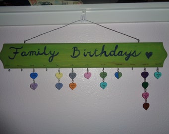 Family Birthdays Wall Hanging (up to 35 birthdays/events)