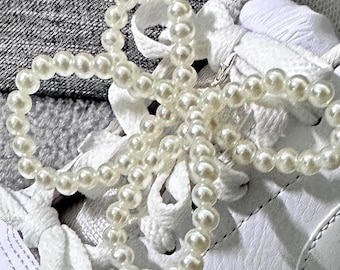 Adornos para zapatillas con lazo de perlas y mariposa con cuentas, estilo Y2K (1 par), joyería Coquette para ella