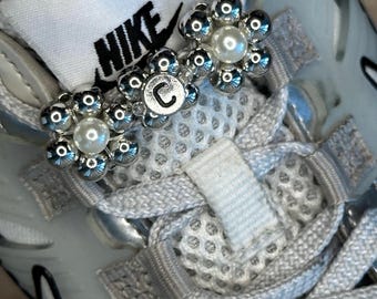 Handmade Silver Flower Shoe Charm: Y2k Beaded Sneaker Jewelry