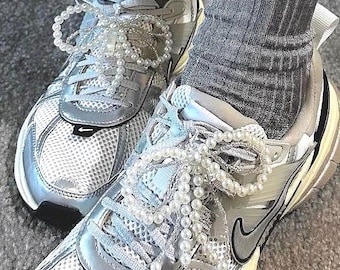 Borlas de perlas para zapatos, adornos de cuentas para zapatillas, accesorios de encaje, joyería de moda cottagecore, regalo para ella.