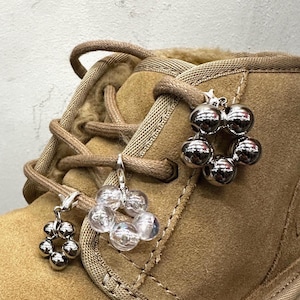Silver & Iridescent Sneaker Charms (Set of 3) Handmade Y2K Sneakers Jewelry Shoe Charms Gift for her Accessories Shoelace Charms