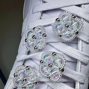 Hydrangea Bloom Shoe Charm Set | Handmade Floral Sneaker Accessory | Cute Y2K iridescent Beaded Shoe Jewelry for Women | Gift for Her