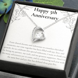 5周年記念ネックレス、夫からの記念日の贈り物、ゴールドハートネックレス、5周年記念ギフト、結婚記念日の贈り物、彼女への贈り物