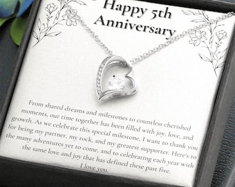5th Anniversary Heart Necklace: Cubic Zirconia, 14k 18k Gold Plated