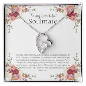Colar de alma gêmea, colar para minha alma gêmea, colar para minha esposa, cartão de mensagem para meu colar de esposa, joias de alma gêmea, colar de aniversário