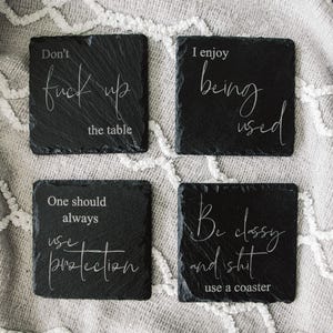 Funny Slate Coasters, Dont F The Table, Be Classy, Use Protection