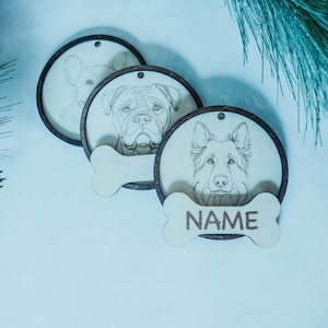 Personalized Dog Ornaments, Dog Breed Ornaments, Wooden Dog Ornament, Custom Dog Ornament