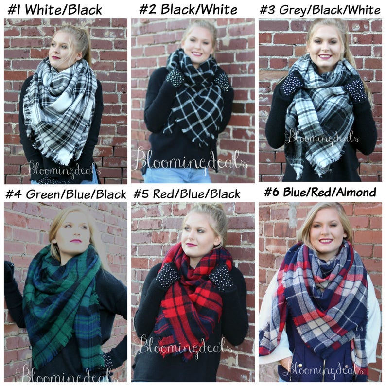 Oversized Blanket Scarf Multicolor Plaid Unisex Scarf Etsy