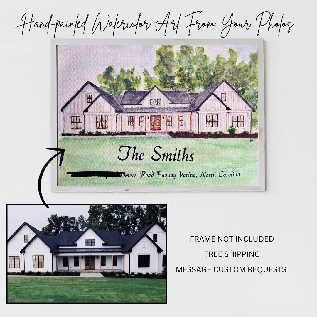 Hand Painted Watercolor Home Portrait • Custom House Painting From ...