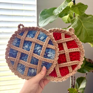 Agarraderas de crochet para tarta de arándanos / Agarraderas de crochet para tarta de cerezas / Agarraderas de cocina