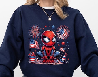 Spiderman 4th of July Sweatshirt: Patriotic Superhero Tee