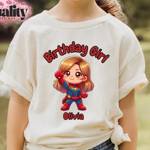 Personalized Birthday Girl Superhero Shirt, Custom Name Toddler Tee,Girl Power Birthday Outfit, Super Hero T-Shirt for Kids, Superhero Shirt