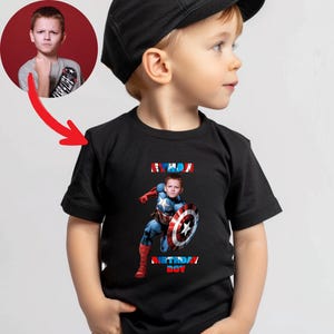 Personalized Captain America Birthday Boy T-Shirt: Superhero Photo Shirt