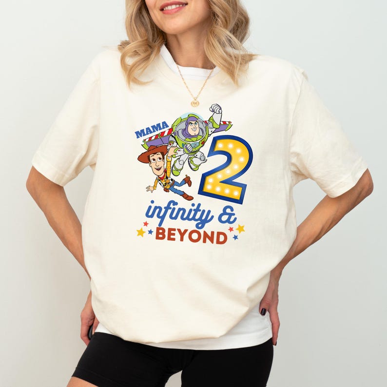 Camiseta de Toy Story para el segundo cumpleaños: Buzz Lightyear y Woody, nombre personalizado imagen 6