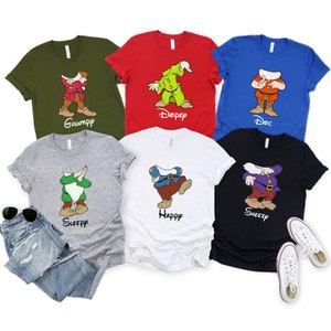 Seven Dwarfs Costume T-Shirt Matching Group Cosplay Halloween Family Tee