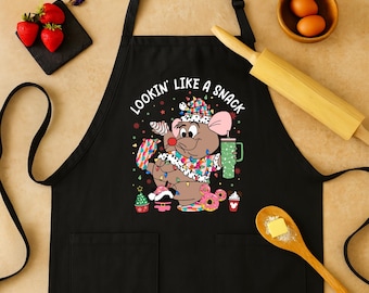 Delantal navideño de Gus Gus / Divertido regalo de chef con forma de ratón de snack