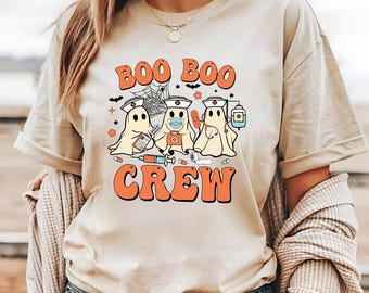 Boo Boo Crew Ghost Nurse Halloween T-Shirt | Medical Staff