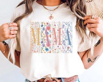 Floral Mama Shirt, Pastel Wildflower Mom Tee, Mother's Day Gift