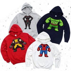 Superhero Group Christmas Sweatshirt,  Avengers Holiday Hoodie, Perfect Family Matching Outfits, Fun Holiday Gift for Superhero Fans