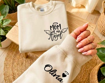 Mom of an Angel Sweatshirt, Miscarriage Remembrance Gift, Custom Angel Baby Shirt