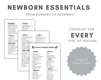 Newborn Essentials Checklist Black & White