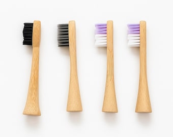 Lot de 4 brosses à dents électriques en bambou compatibles avec sonicare