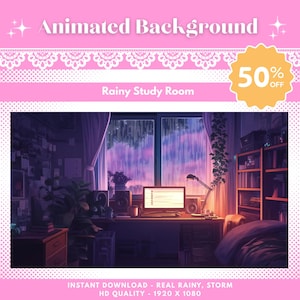 Fondo animado de VTuber para sala de juegos de estudio / Descarga digital de anime para transmisión en directo