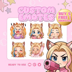 1 Emote Chibi Girl YCH / Adesivo per Discord YouTube / Emote animate personalizzate / Pacchetto Streamer Twitch