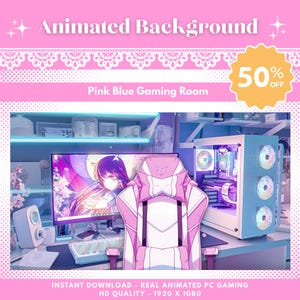 Gaming Room Animated Stream Background Vtuber Studio Scene Dynamic Virtual Room for Content Creator Live Setup