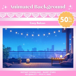 居心地の良いバルコニーのアニメーションストリーム背景Vtuber屋外テラスシーン完全にリグされた暖かい雰囲気のオーバーレイすぐに使用可能