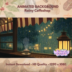 Vtuber Background Asset | Vtuber Asset | Animated background| Premade Assets | Rainy Coffee shop | Background animated