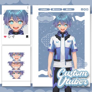 Anpassad VTuber-karaktärsdesign för Twitch, personlig anime-streamermodellkonst