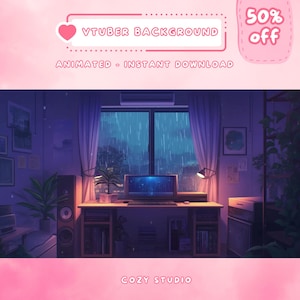 Vtuber Background Asset | Vtuber Asset | Animated background | Premade Assets | cozy blue ambience| Background asset