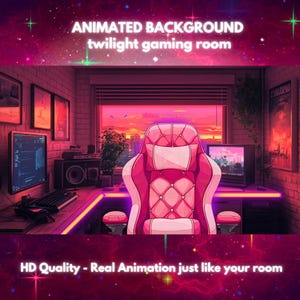 Vtuber Background Asset | Vtuber Asset | Animated background| Premade Assets | gaming room twilight | Background animated