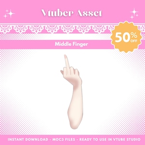 VTuber Asset Middle Finger | Funny Hand Gesture PNG Digital Download for Streaming Overlay