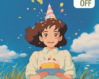 Custom Ghibli Style Portrait: Hand Drawn Anime Illustration Commission
