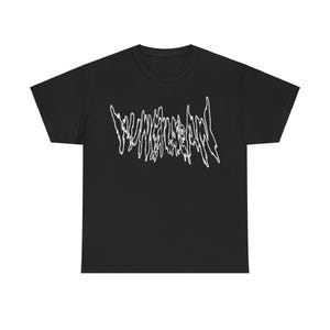 May include: Black t-shirt with a white graphic of the text "FUNERALS ARE FUN" in a distorted font.