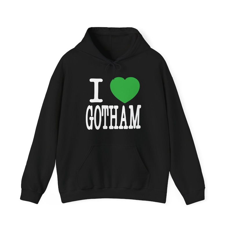 Number Nine School Of Visual Comedy - I Love Gotham - (N)ine Green Heart-trui met capuchon afbeelding 1