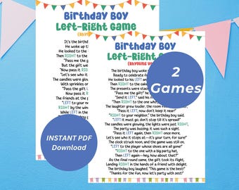 Birthday Boy Left Right Game Printable, Rhyming Gift Passing Party Game, Fun Activity for Kids, Instant PDF Download, Pass the prize